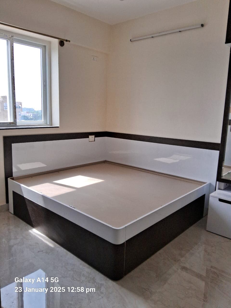Bedroom Platform Bed Window from an Abya completed interior project