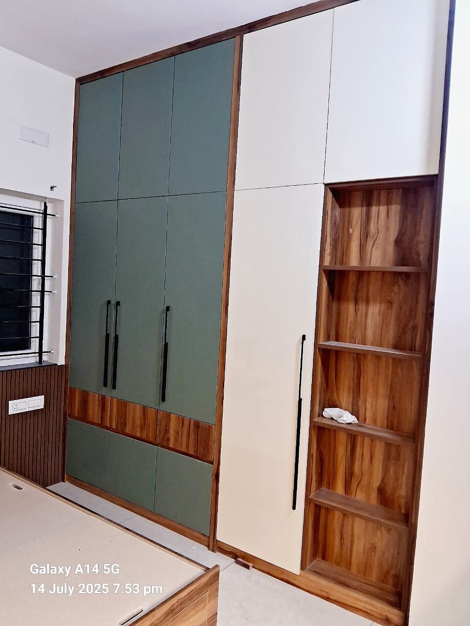 Bedroom Wardrobe Open Study Shelf from an Abya completed interior project