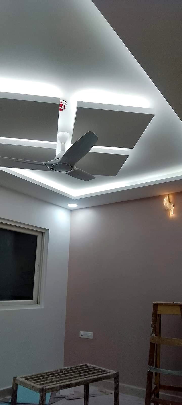 Black White False Ceiling Fan from an Abya completed interior project