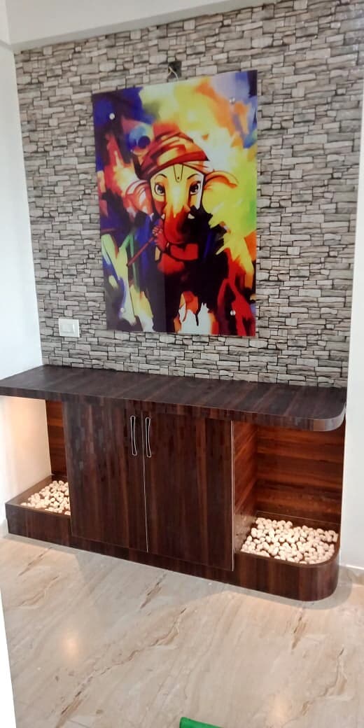 Brick Stone Tv Panel Art Console from an Abya completed interior project