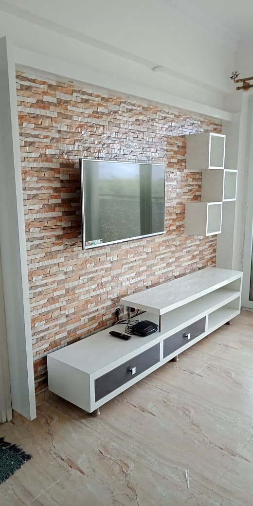 Brick Wall Tv Console from an Abya completed interior project