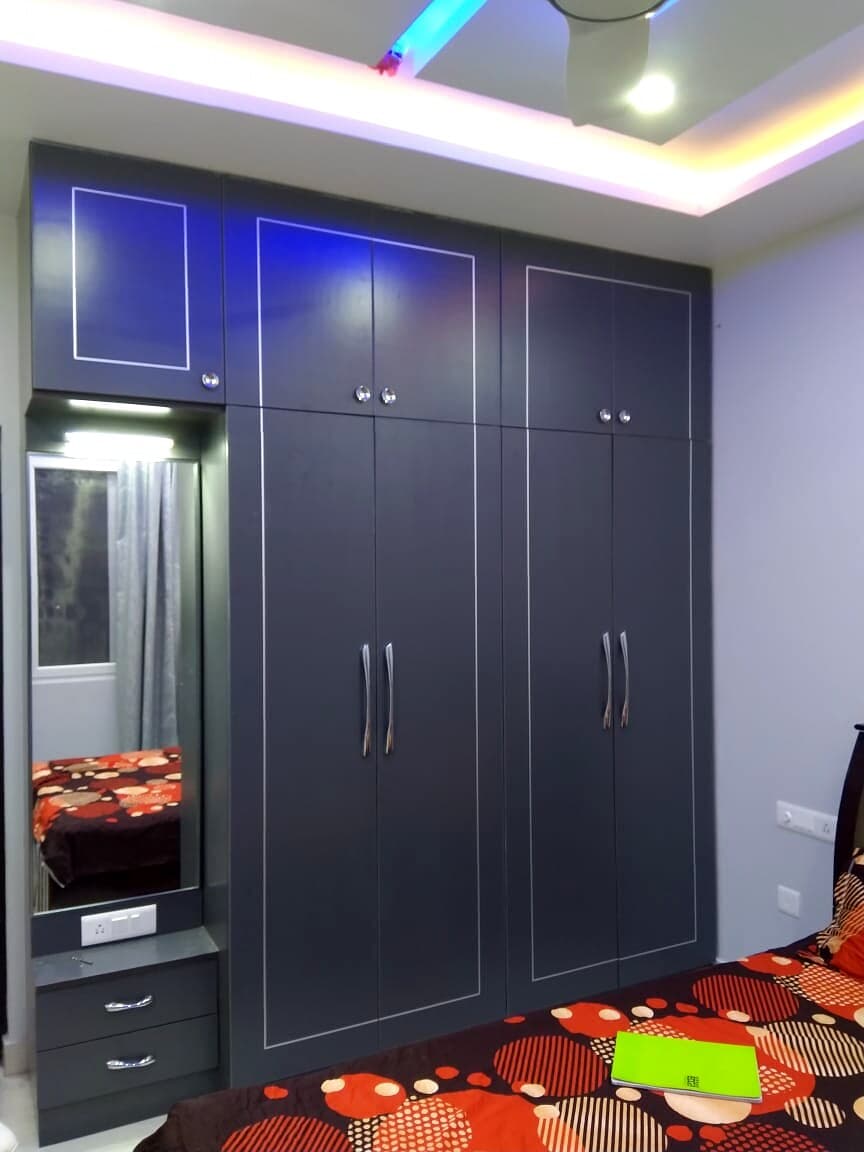 Dark Wardrobe Mirror Loft Bedroom from an Abya completed interior project