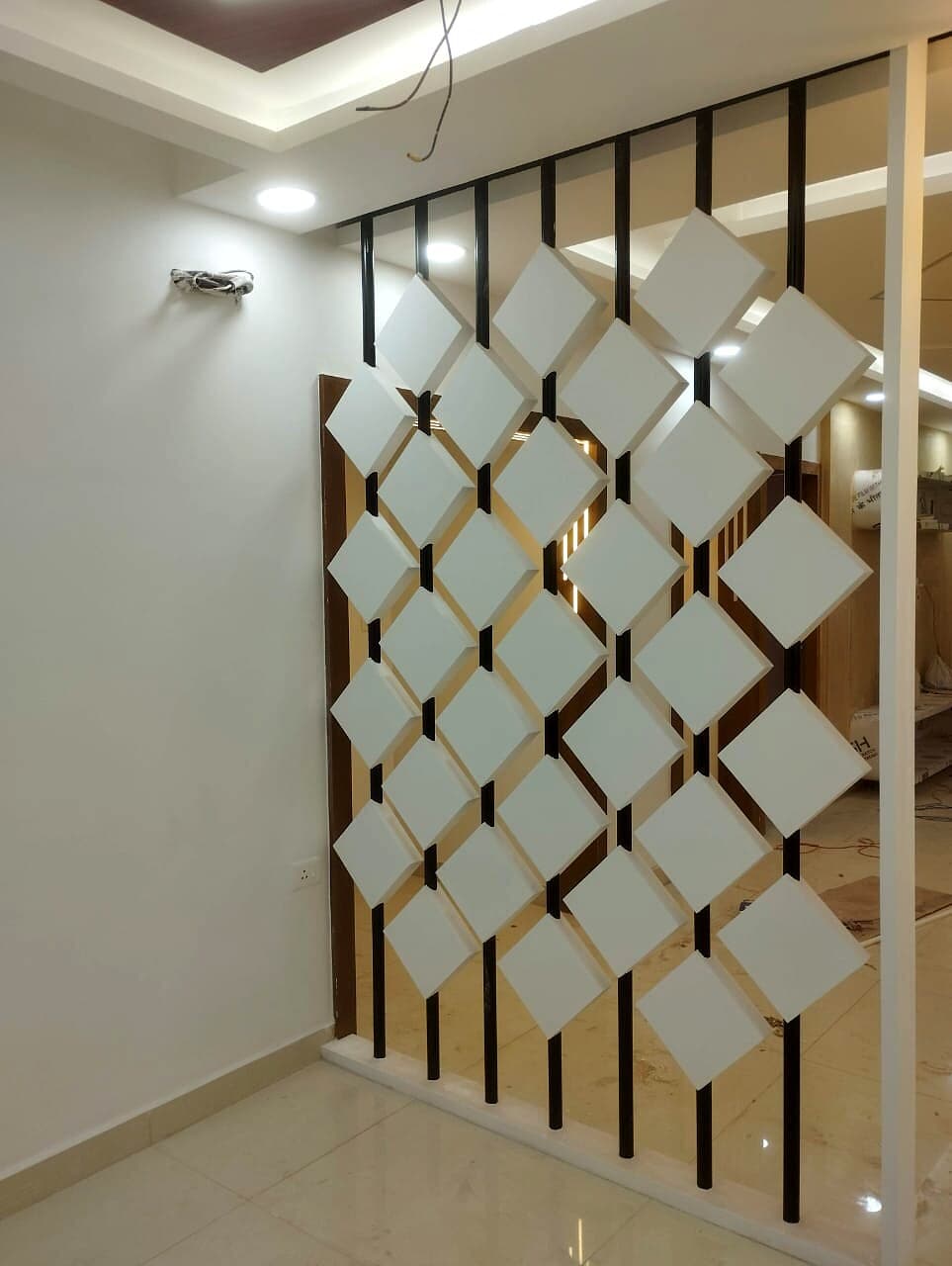 Gold White Room Divider Screen from an Abya completed interior project