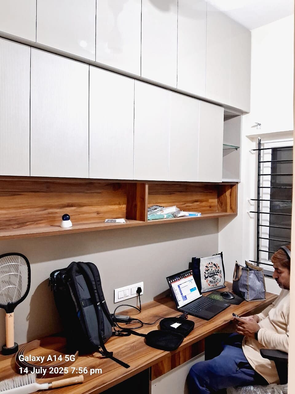 Home Office Desk Overhead Cabinets from an Abya completed interior project