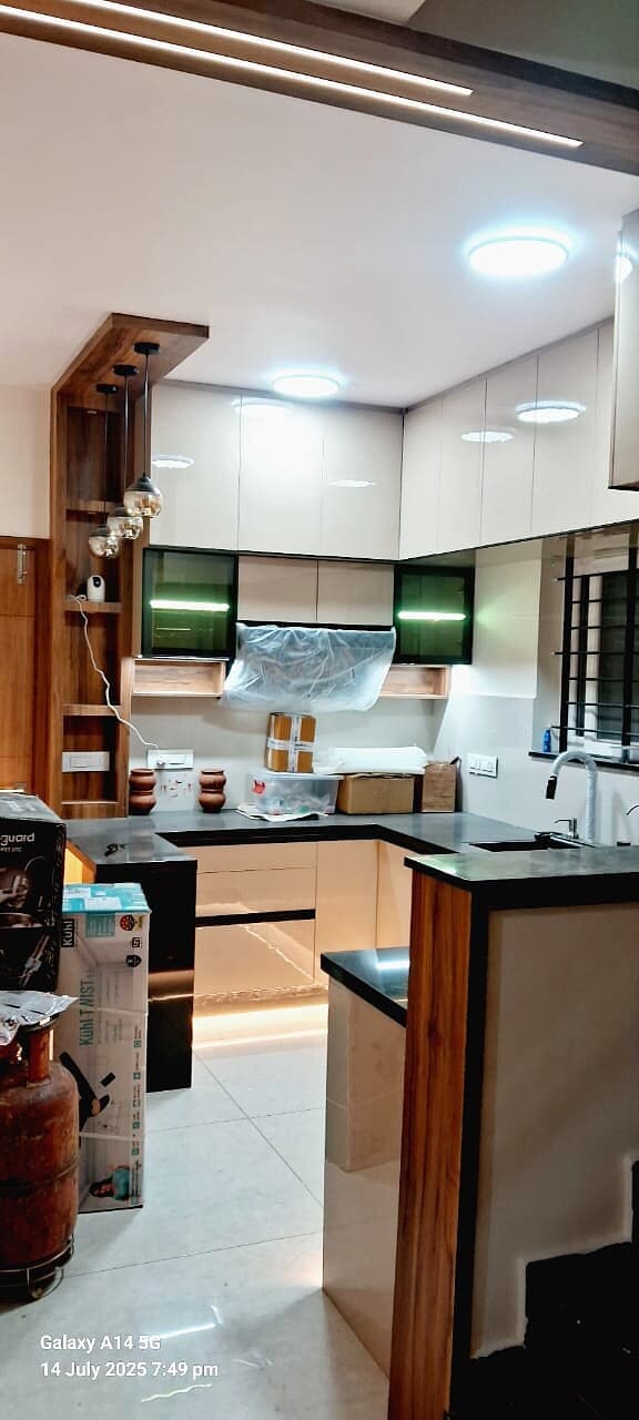 Kitchen View Wood Breakfast Counter from an Abya completed interior project