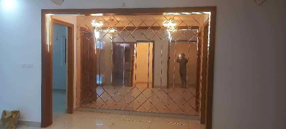 Mirrored Wall Partition Wide from an Abya completed interior project