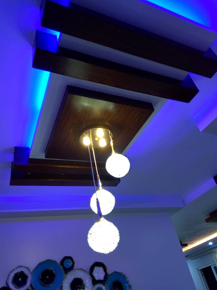 Pendant Light Blue Cove Ceiling Closeup from an Abya completed interior project