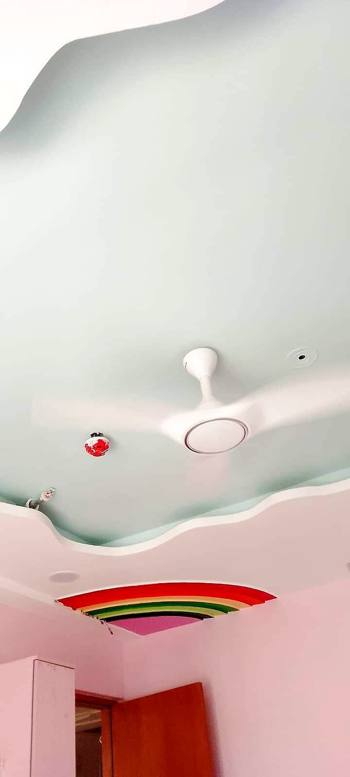 Pink Kids Room Cloud Ceiling from an Abya completed interior project