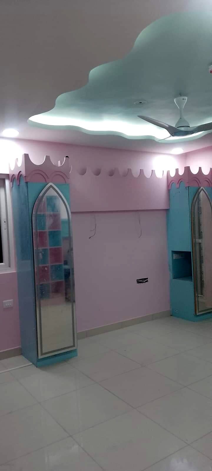 Pink Room Cloud Ceiling Wardrobe from an Abya completed interior project
