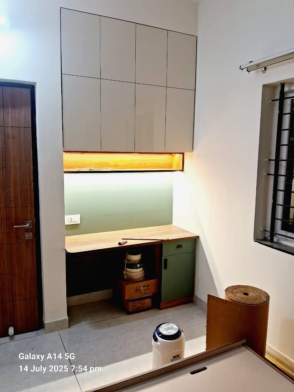 Study Desk Overhead Cabinets from an Abya completed interior project