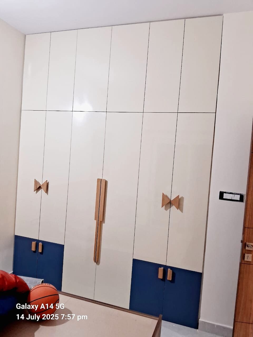 White Blue Bedroom Wardrobe from an Abya completed interior project