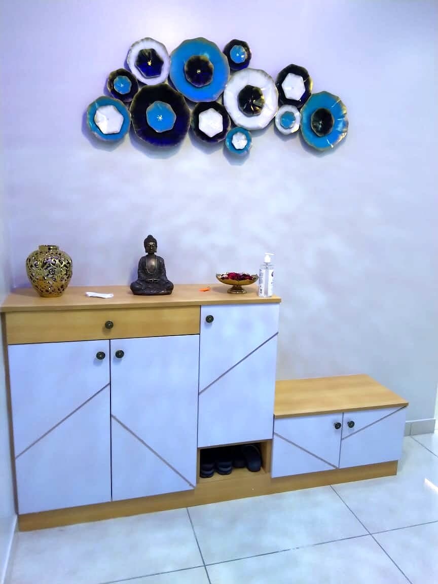 White Gold Sideboard Decor Wall from an Abya completed interior project