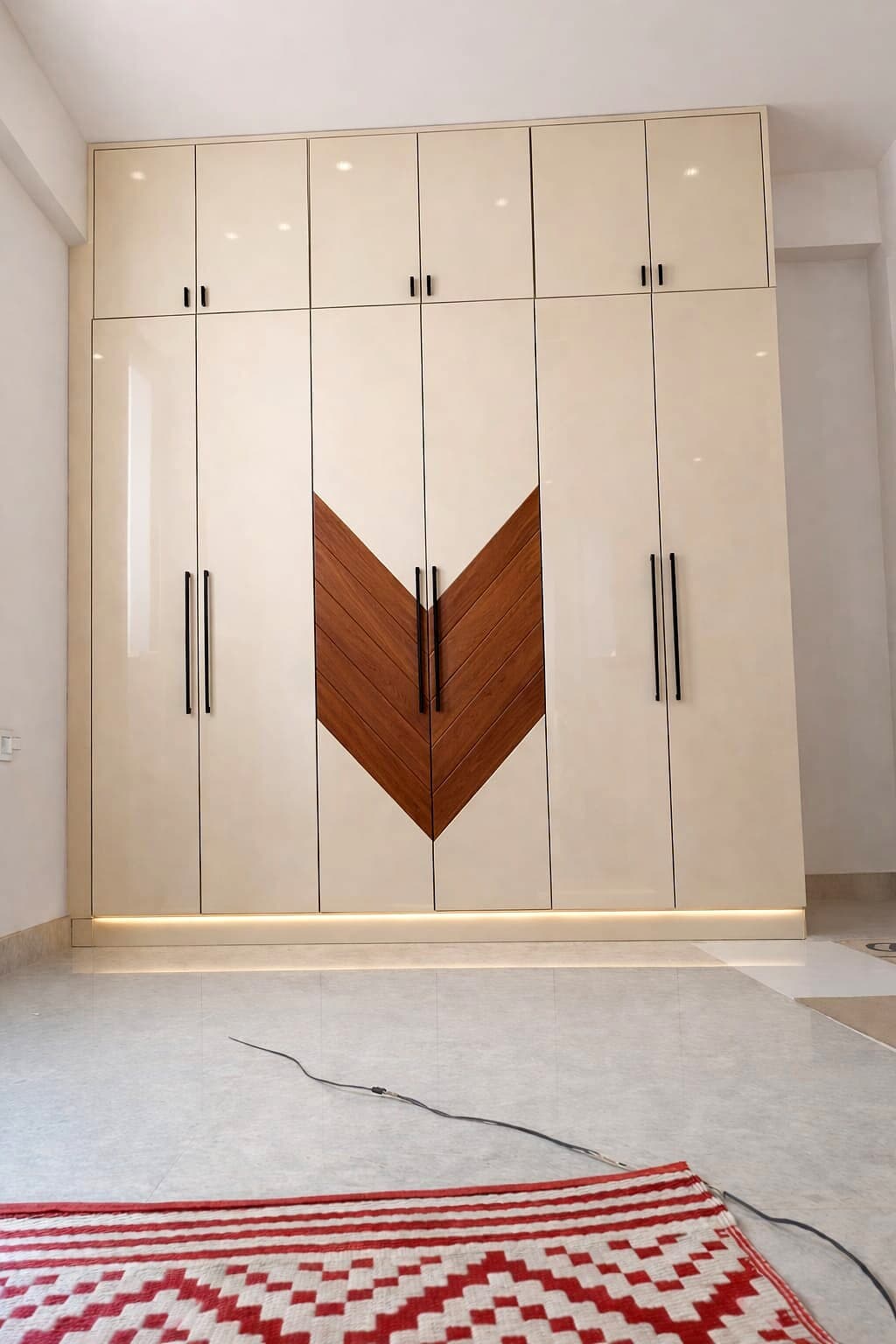 White Wardrobe Wood Chevron Panels from an Abya completed interior project