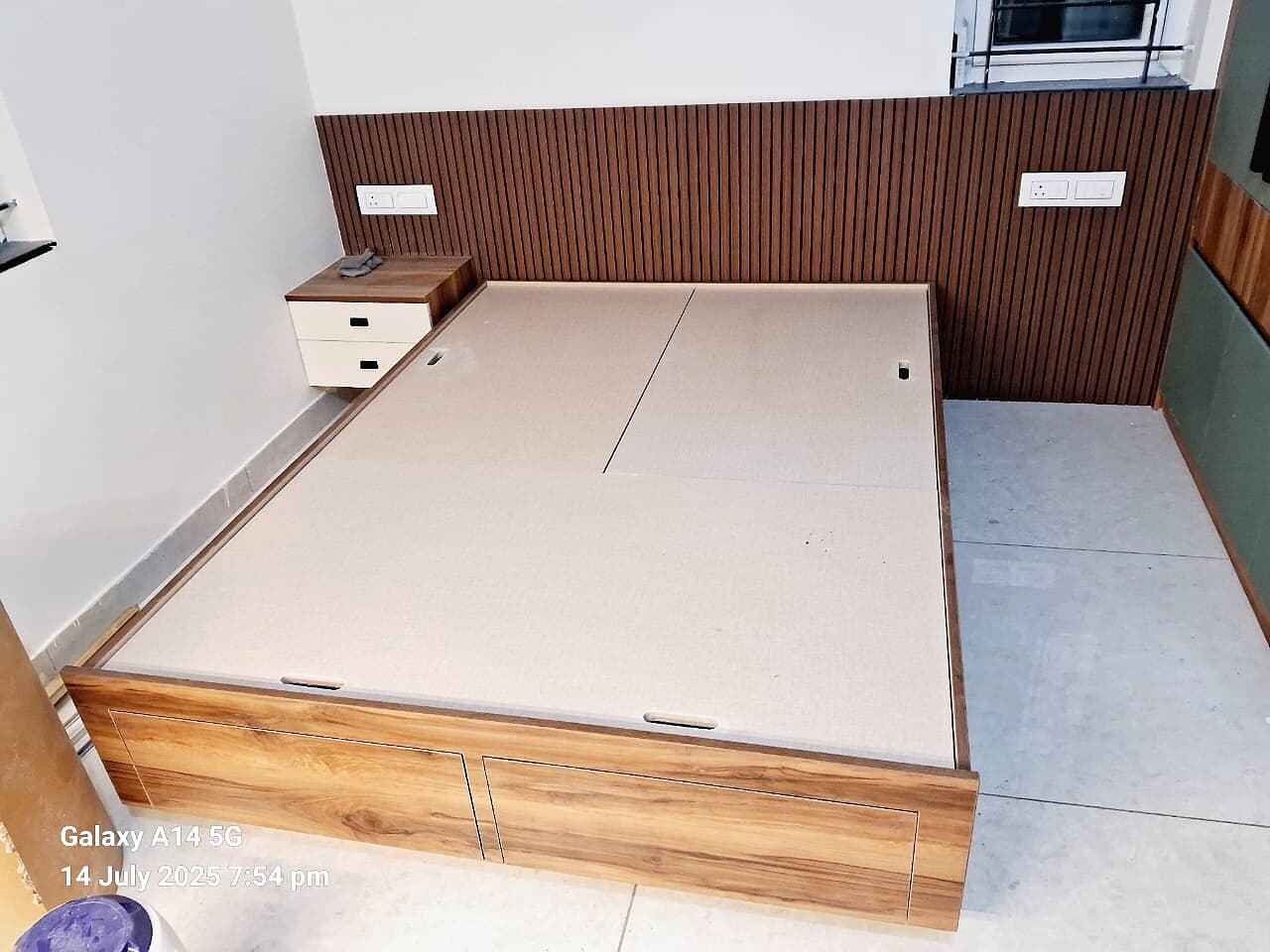 Wooden Platform Bed Storage from an Abya completed interior project